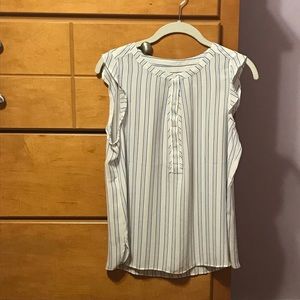 LOFT Petite White and blue striped blouse
